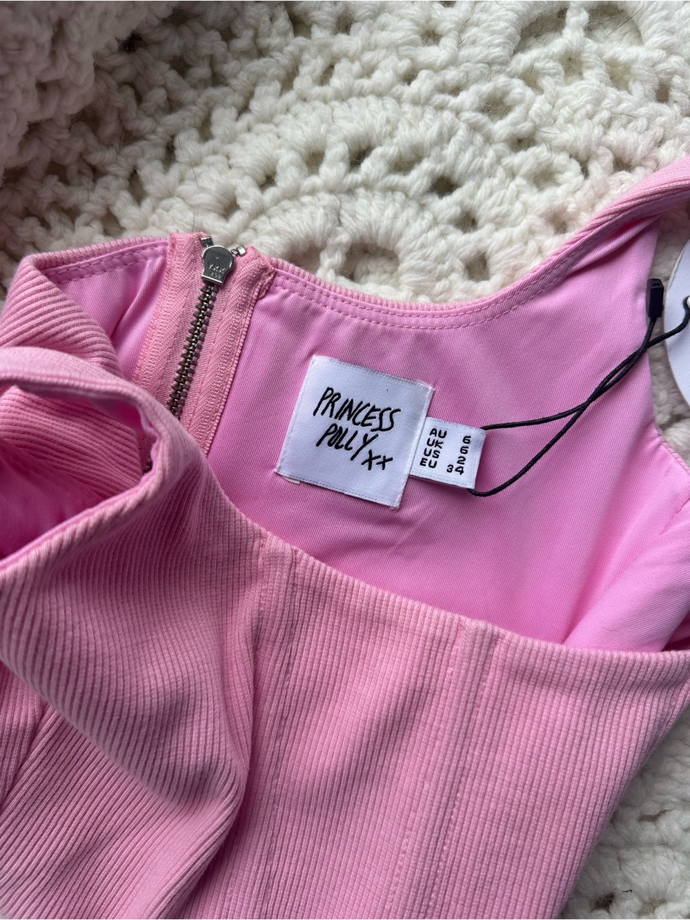 Princess Polly Pink Ribbed Corset Crop - Picture 3 of 4
